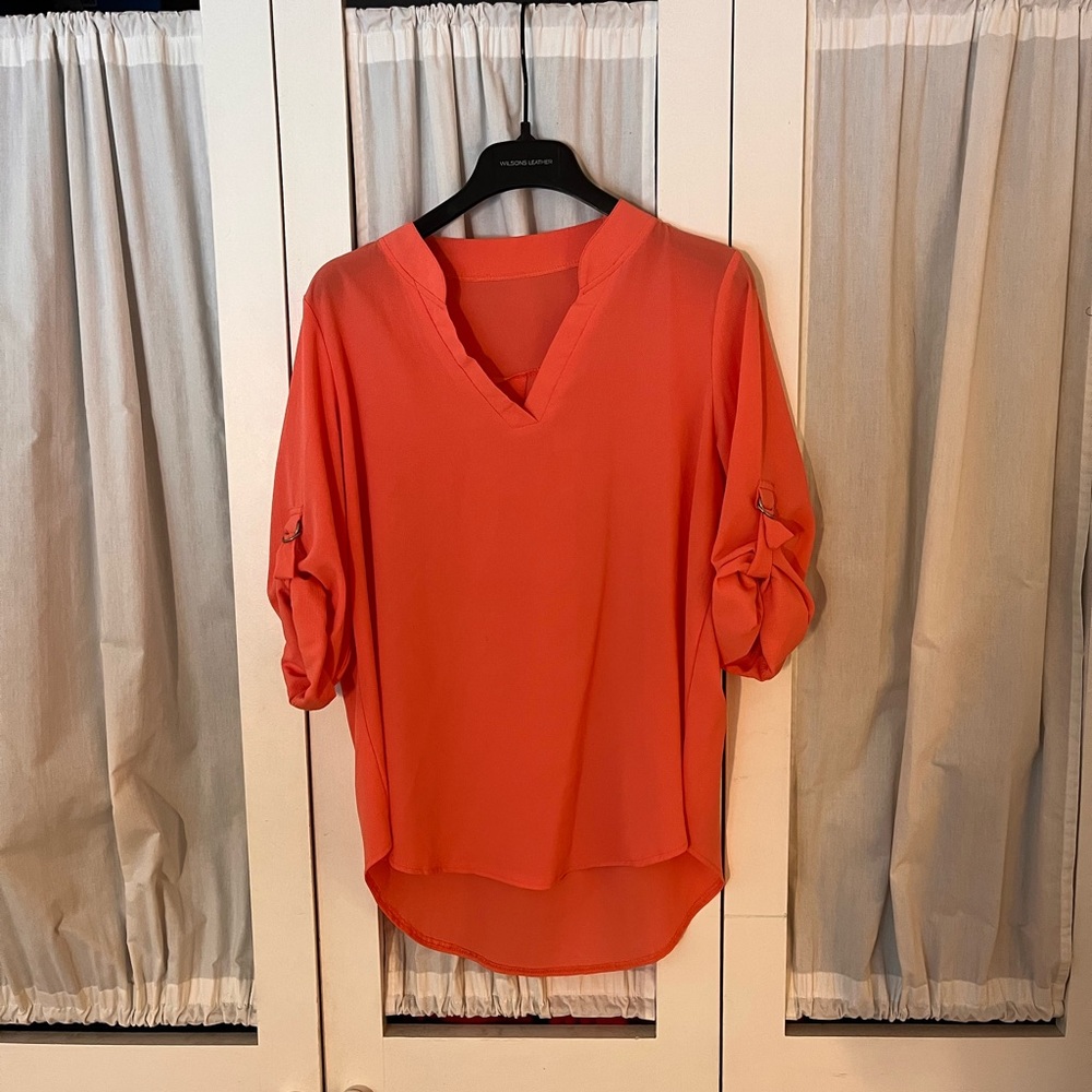 Coral 3/4 sleeve blouse